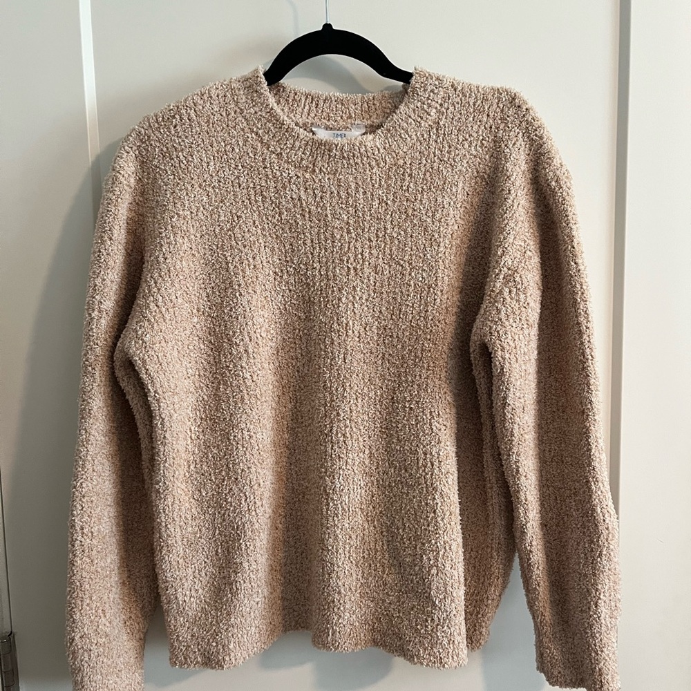 Time and Tru Tan Crew Neck Sweater Plush Knit